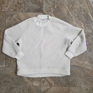 Old Navy Sherpa Pullover Sweatshirt Cozy‎ Comfy Warm Ivory White Large